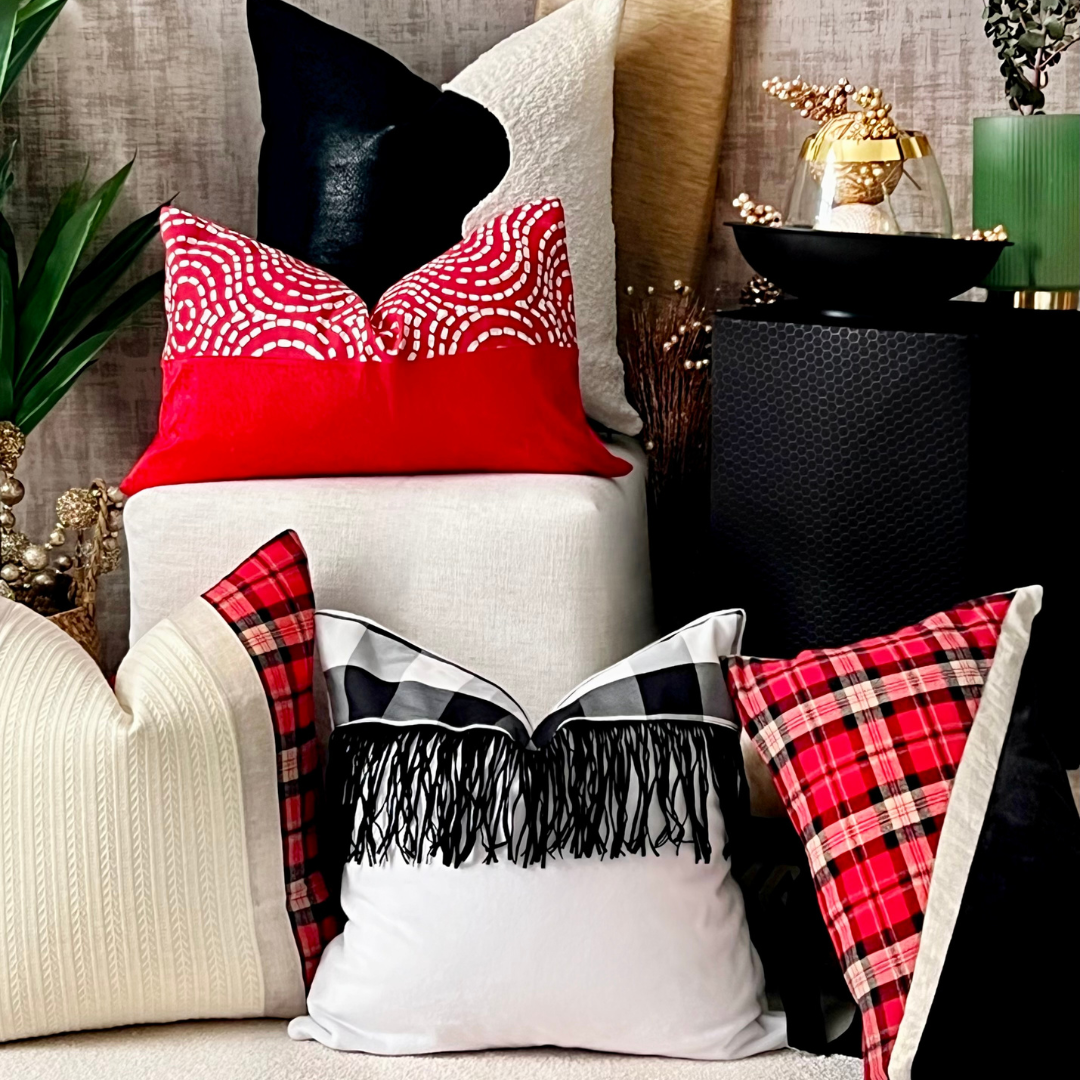 Tartan knit decorative pillow