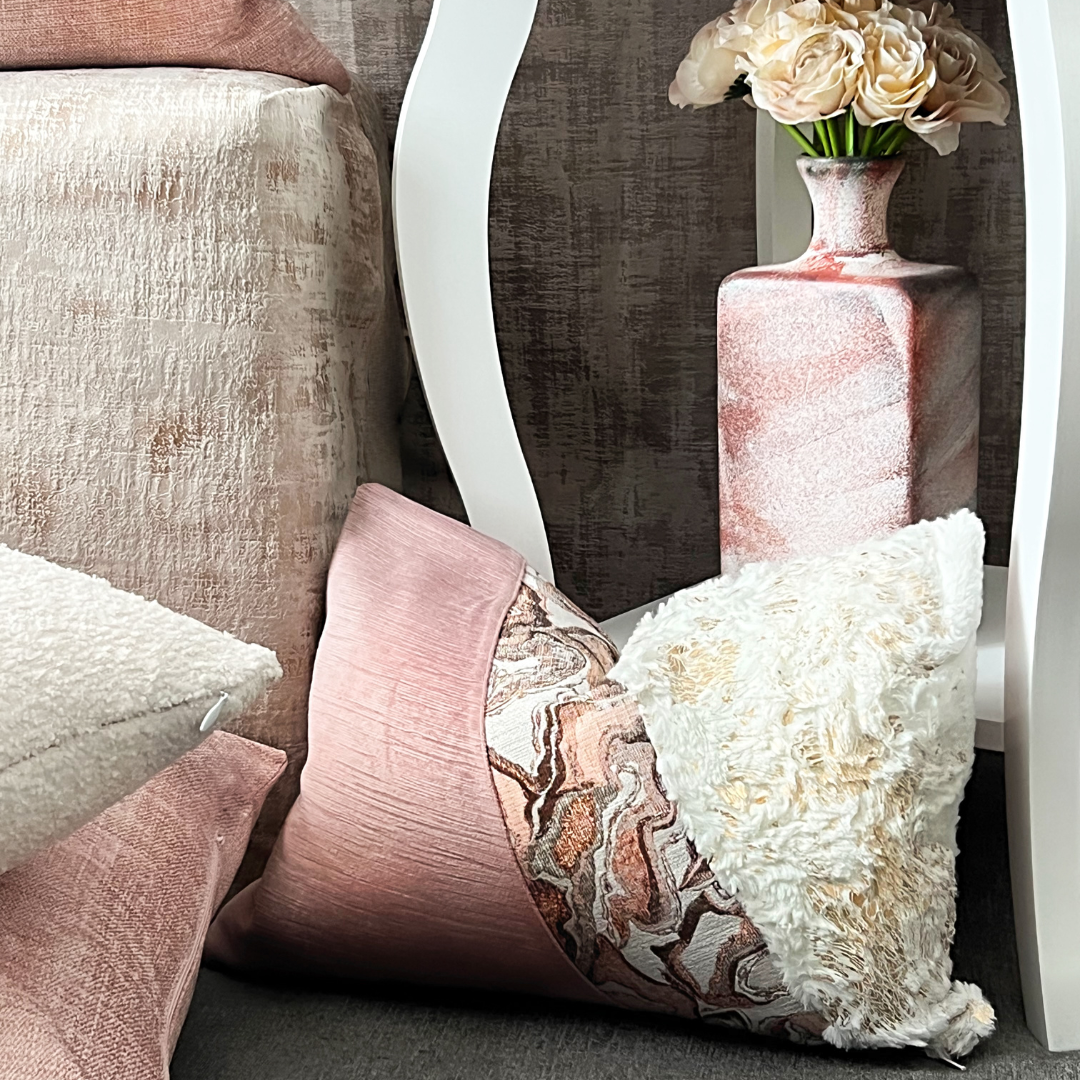 Pink Faux Fur lumbar pillow