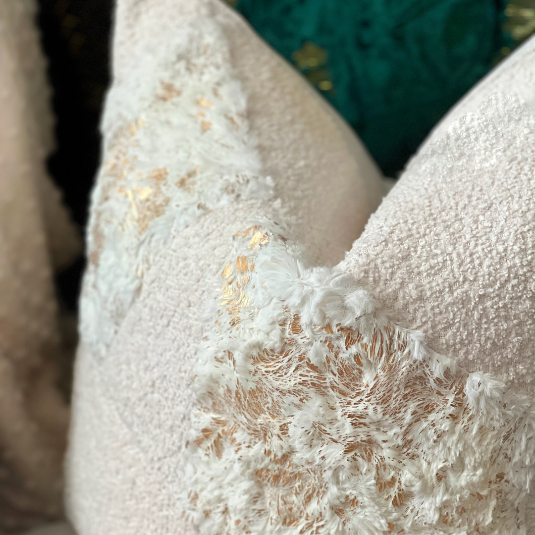 Plush white boucle pillow