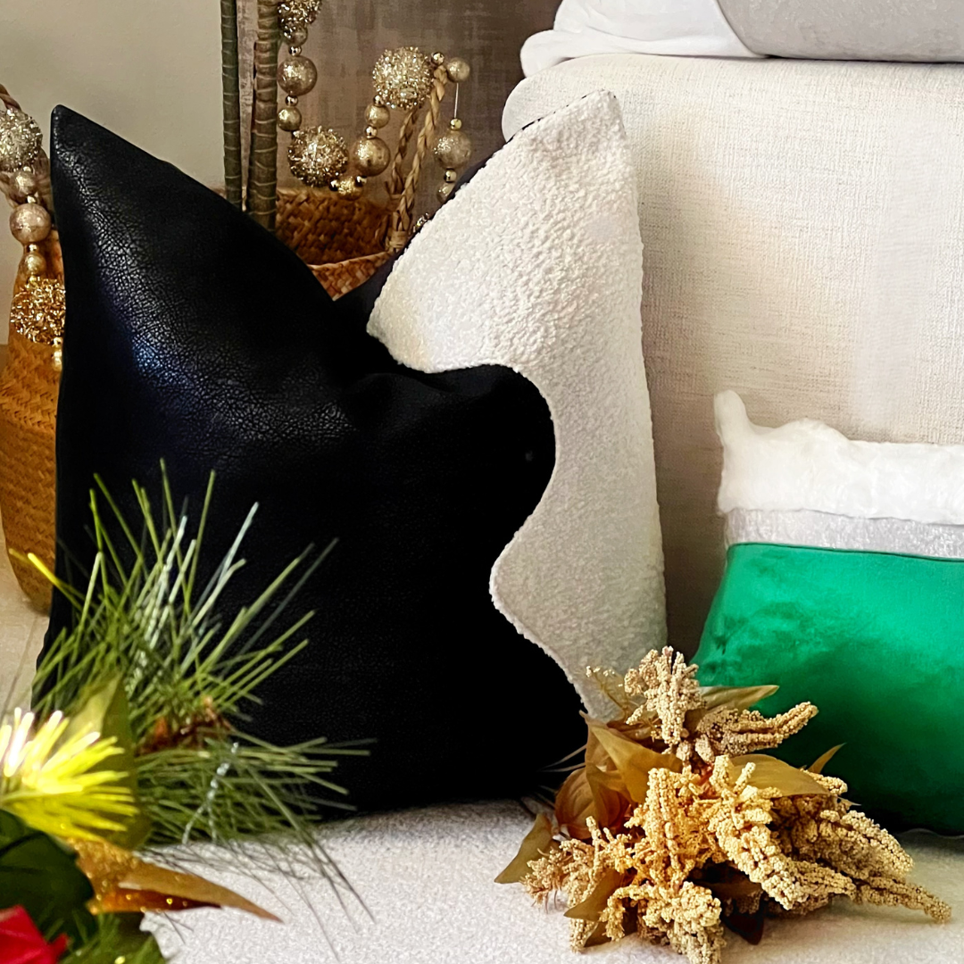black and white Boucle pillow
