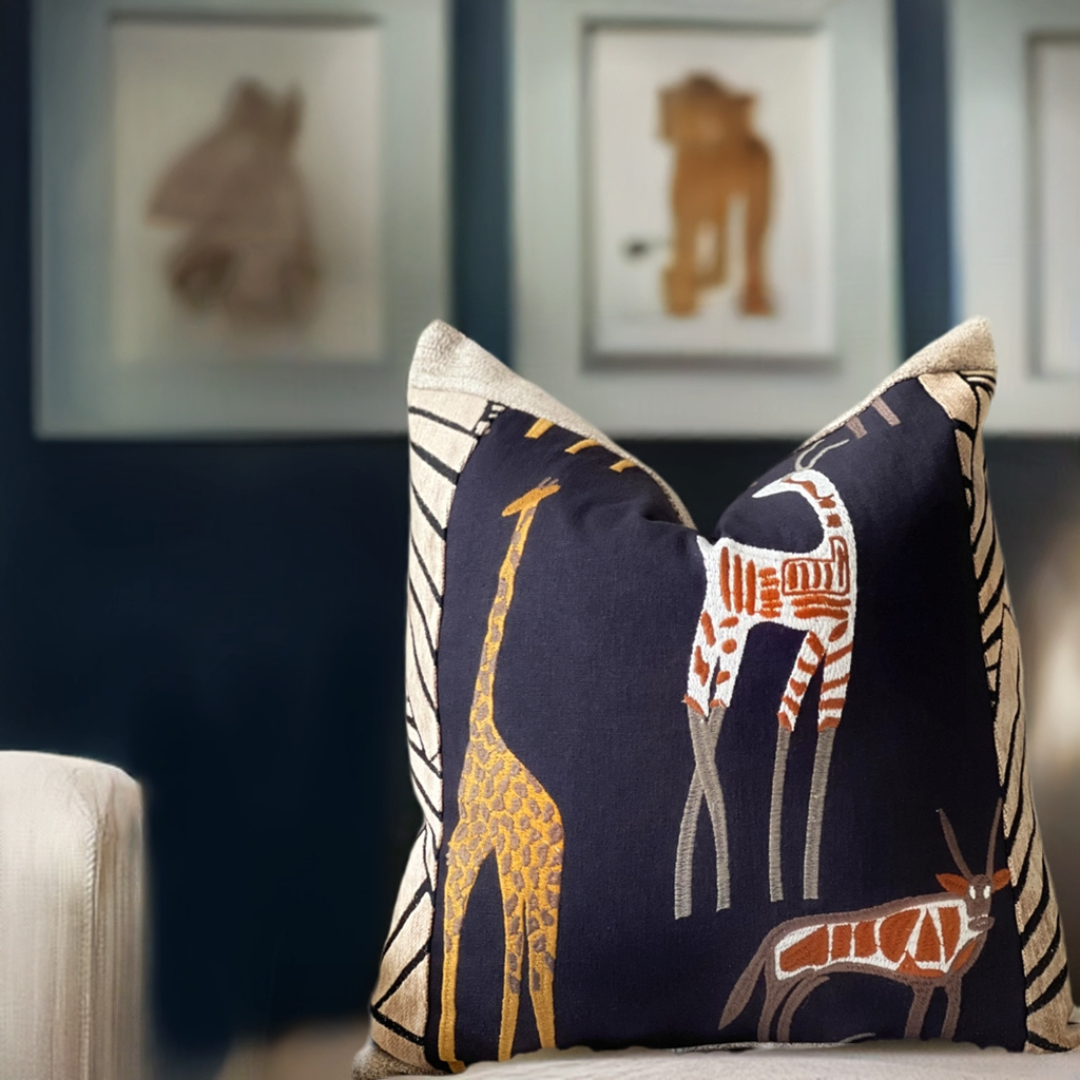 Springbok Kingdom with Abstract Chenille pillow cover 18"