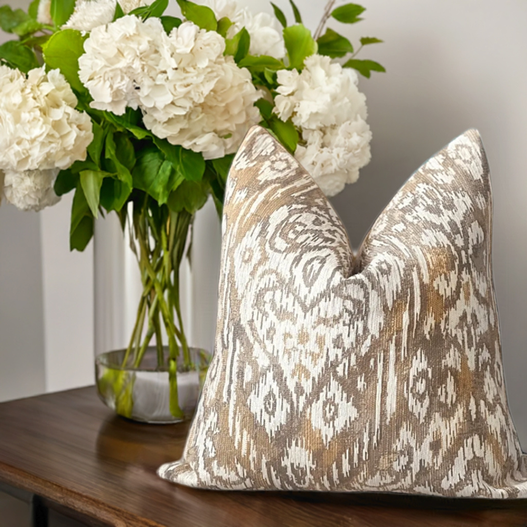 Ikat Neutral Golden pillow cover 20"