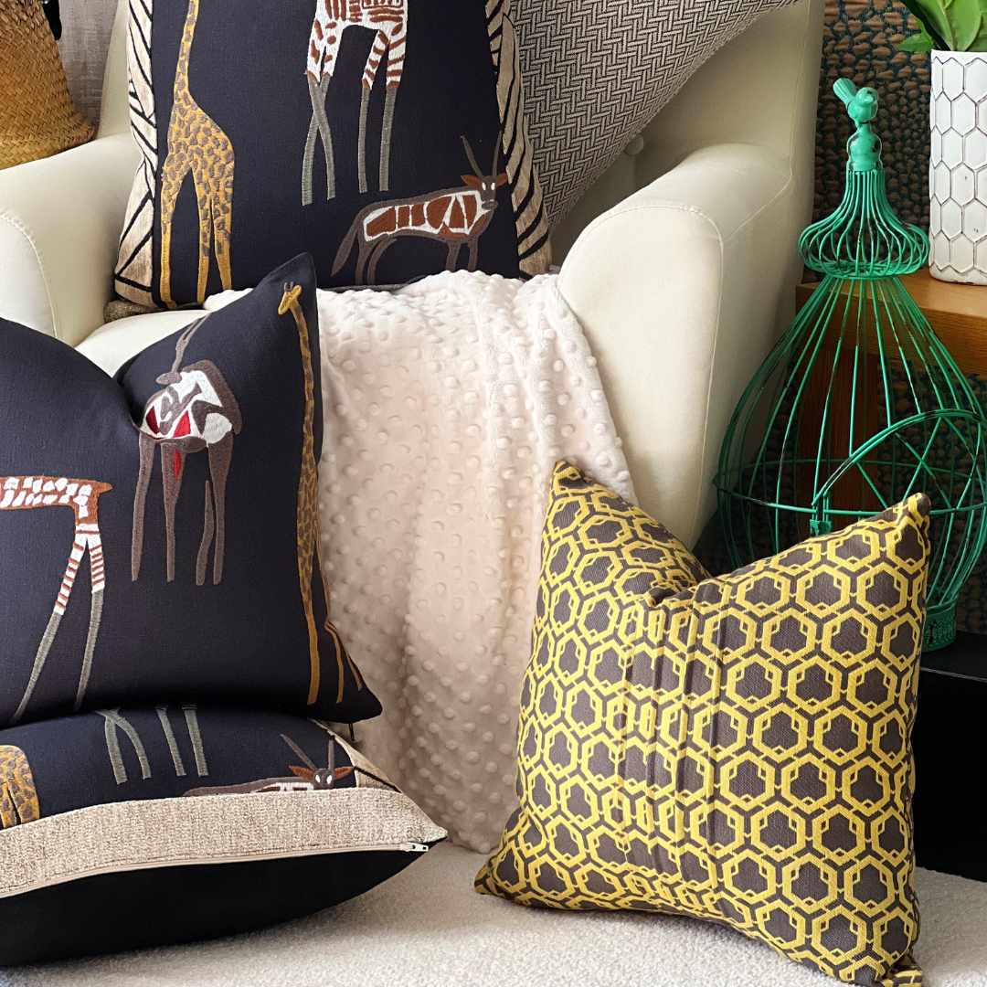 Yellow and Gray Honeycomb pillow