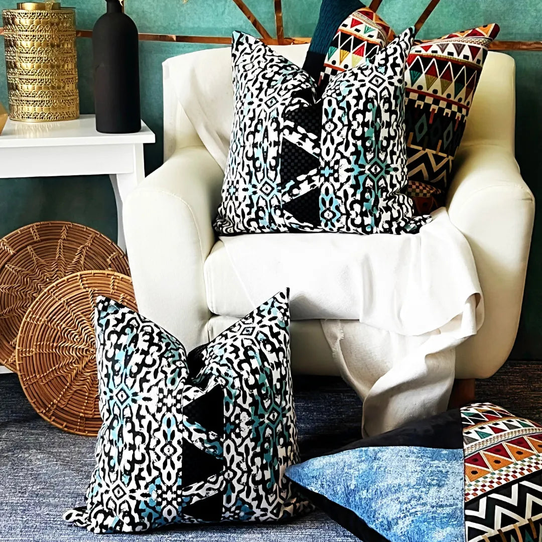 black leather pillow