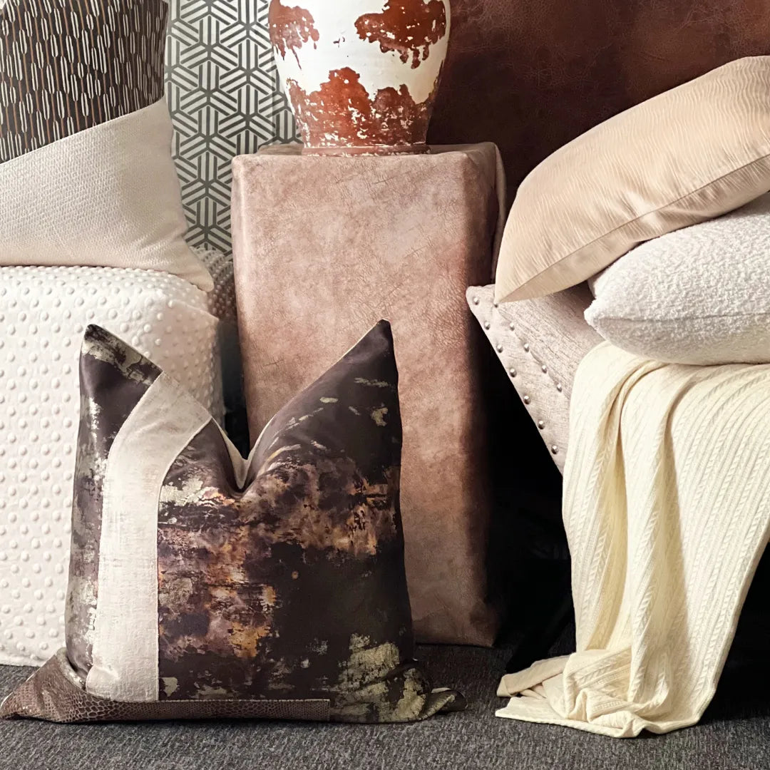 brown metallic pillow