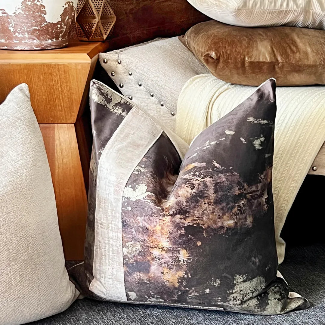 Chocolate brown metallic pillow