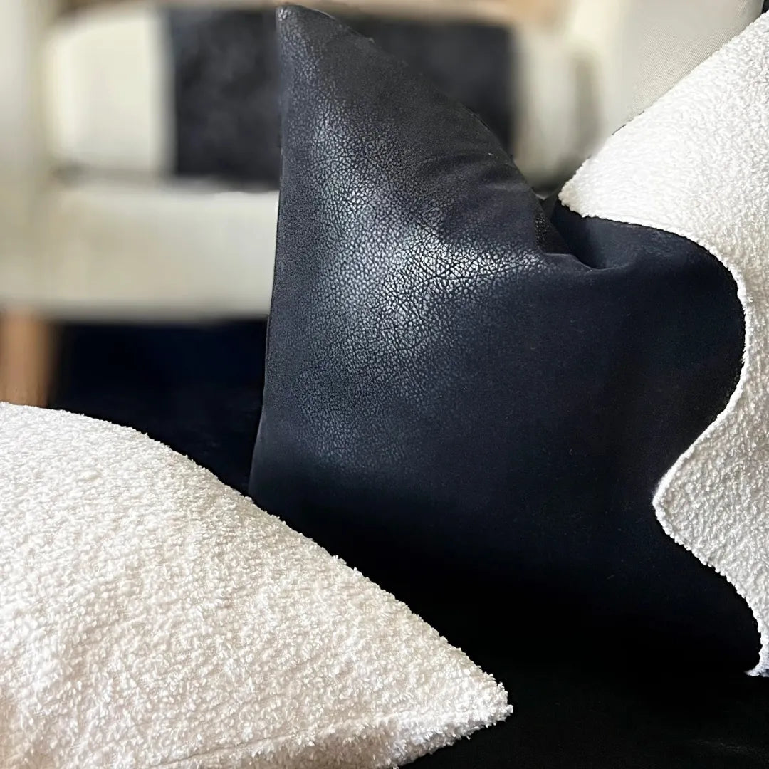 black and white Boucle pillow