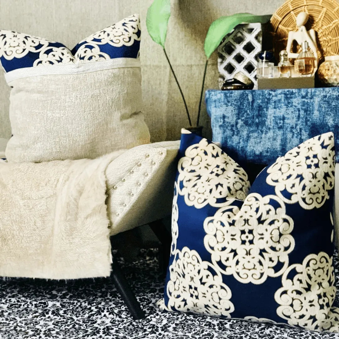 decorative blue pillow