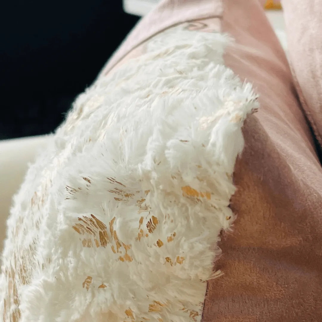 Pink Faux Fur lumbar pillow