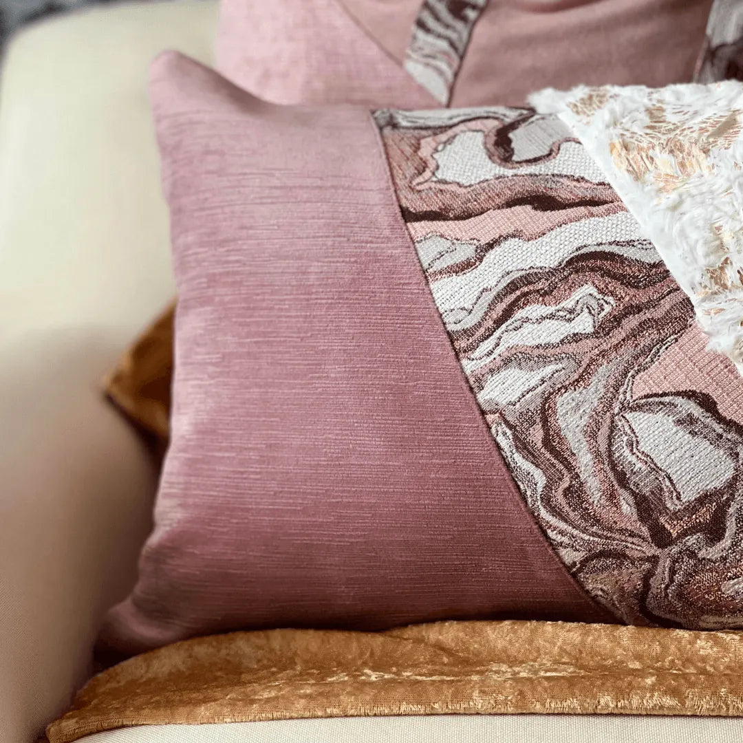 Pink Faux Fur lumbar pillow