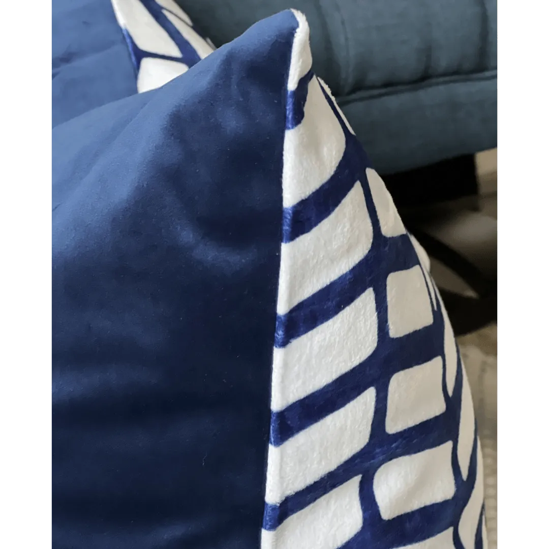 blue and white Christmas pillow