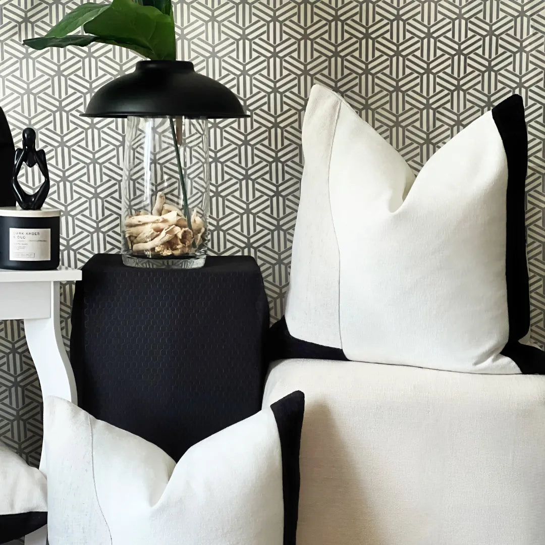 modern black and white pillow