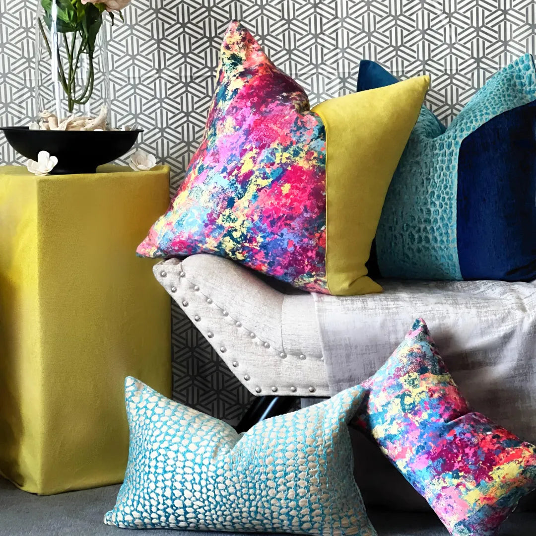 colorful pink and yellow pillow