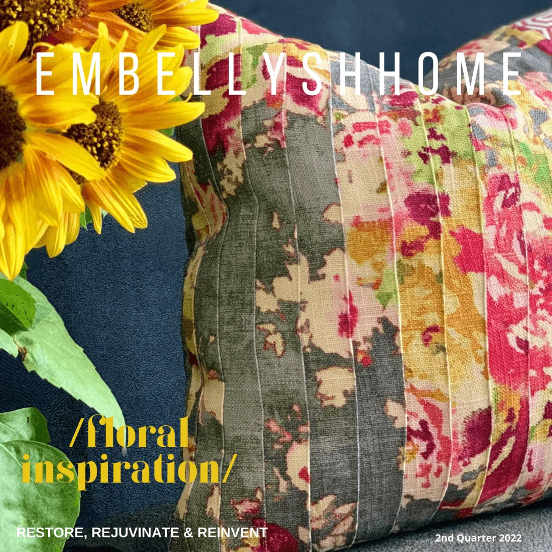 pink and gray floral decorative pillow EmbellyshHome