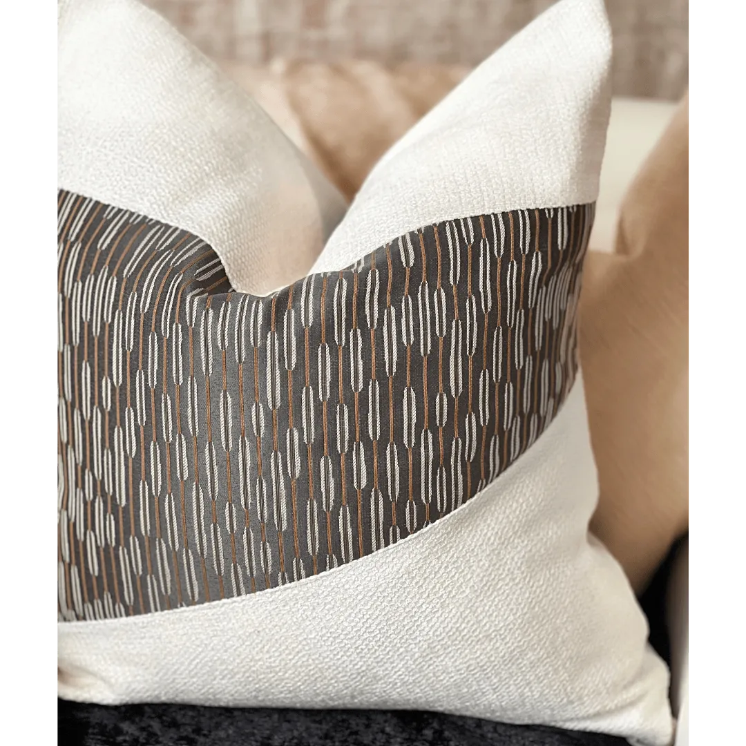 Beige and brown decorative pillow by EmbellyshHome