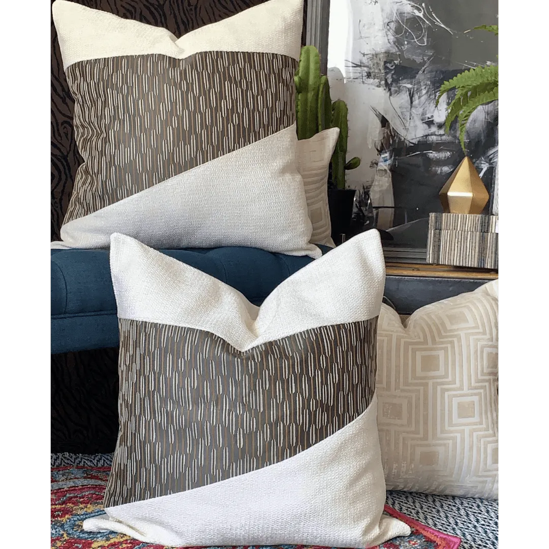 Beige and brown decorative pillow by EmbellyshHome