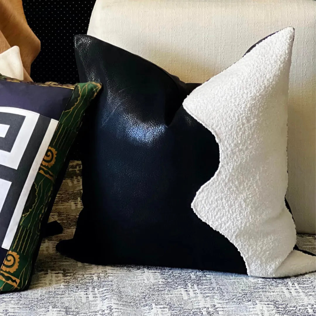 black and white Boucle pillow
