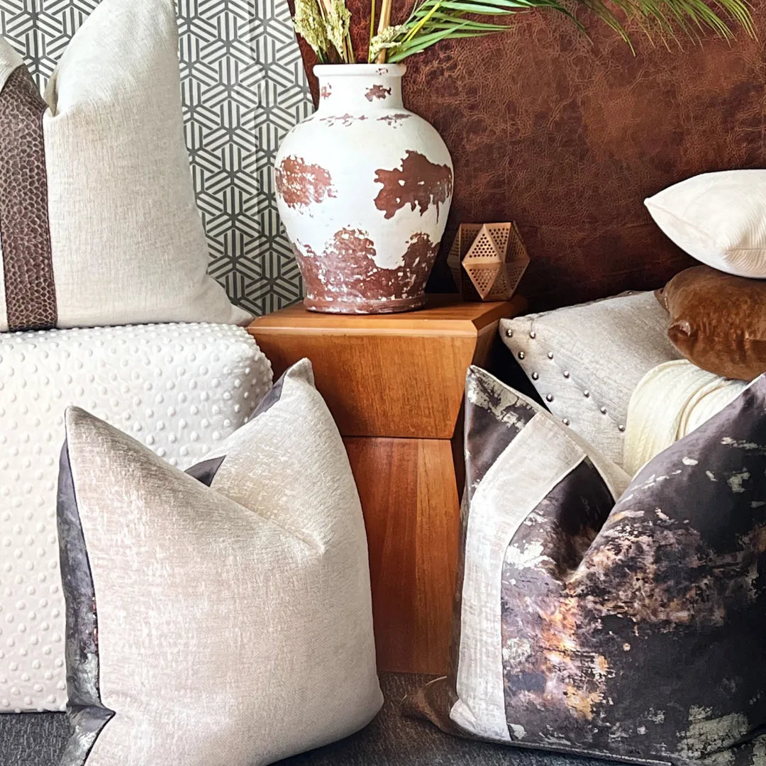 brown metallic pillow