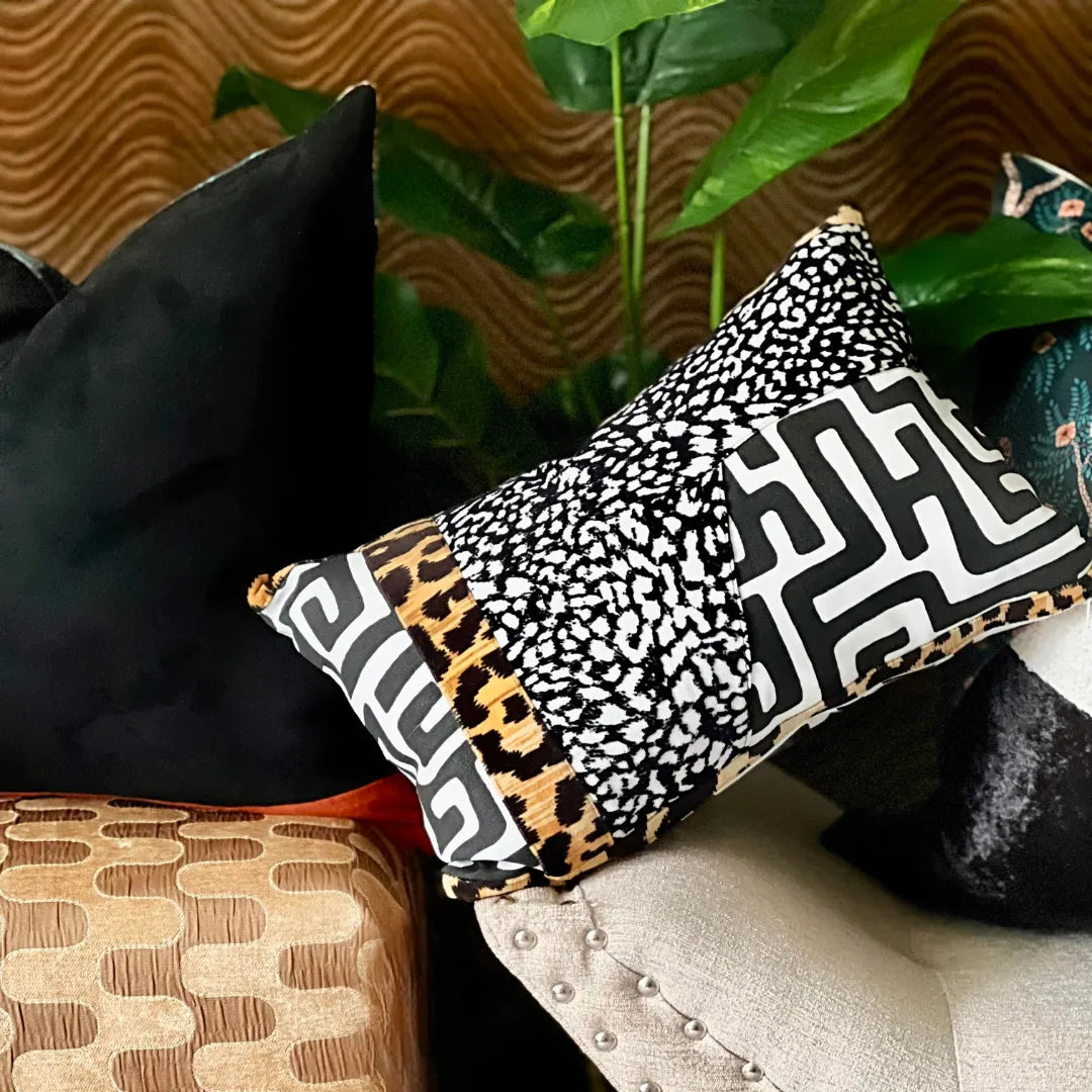 Black and white animal print pillow