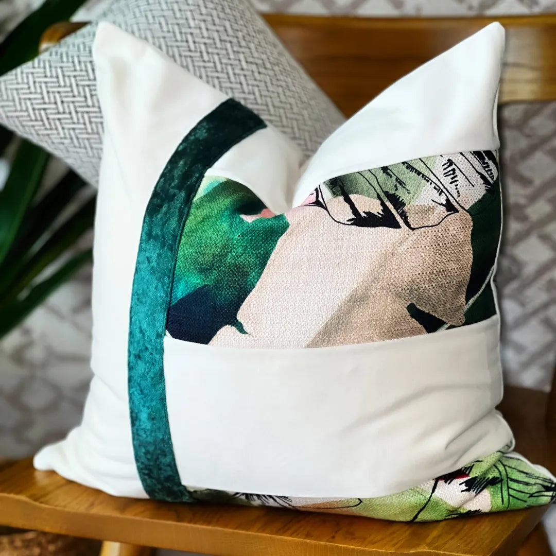 green floral decorative pillow