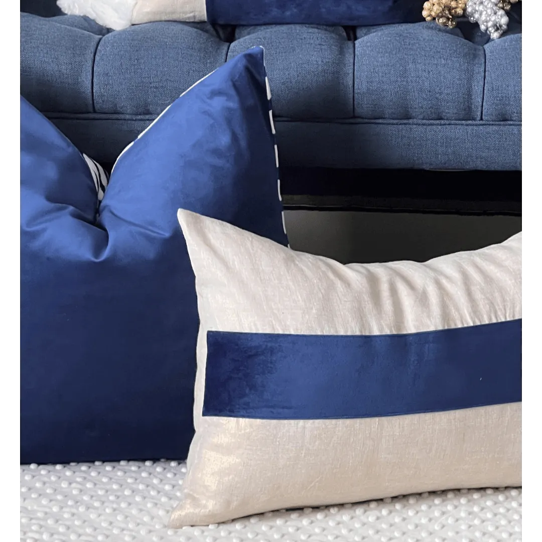 gold and blue Christmas pillow