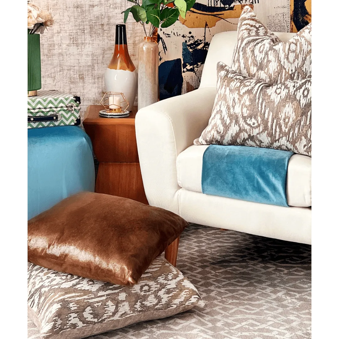 Neutral Ikat decorative pillow