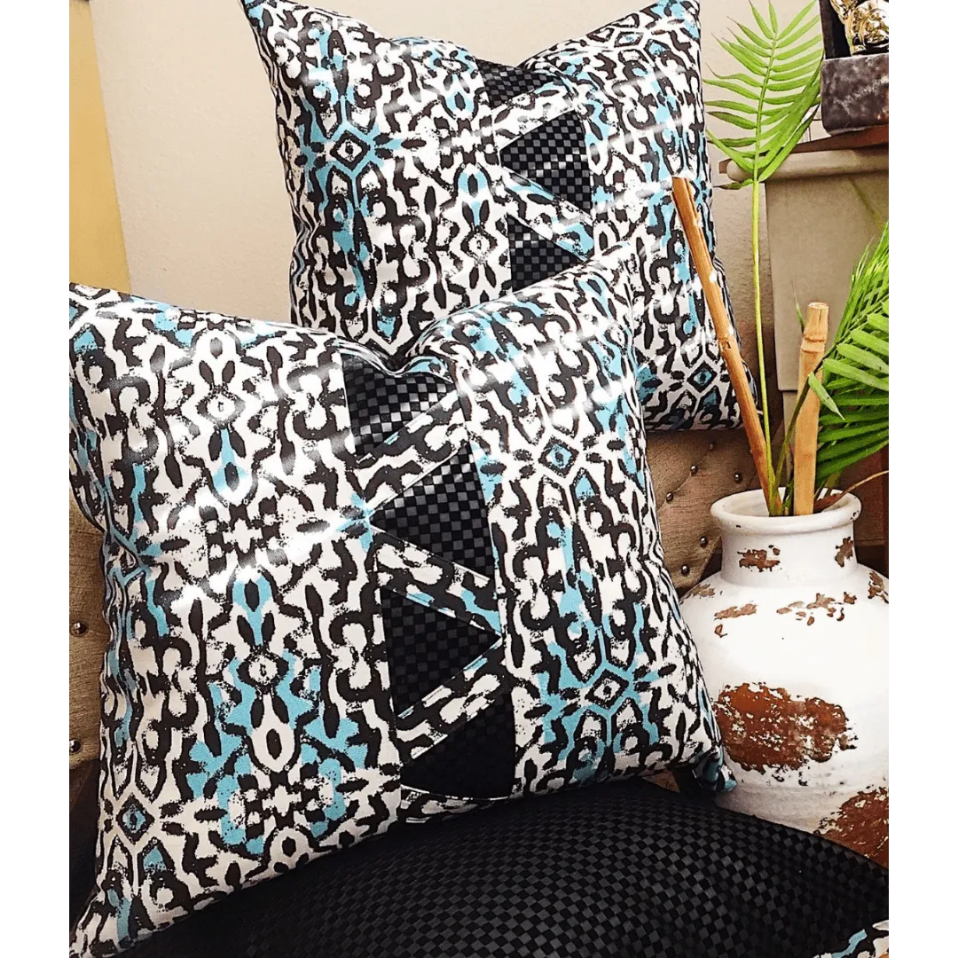black leather pillow