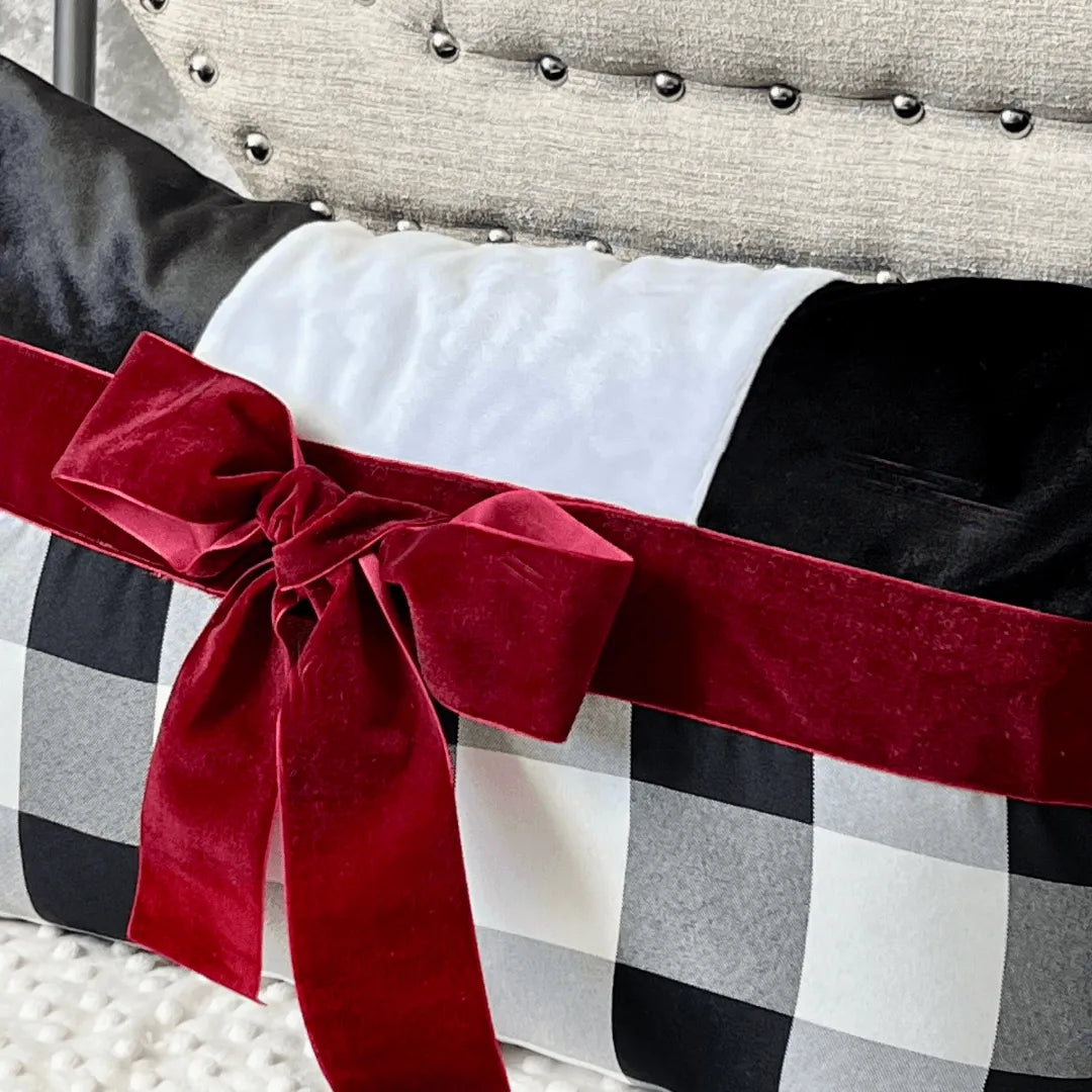 black and white Christmas pillow