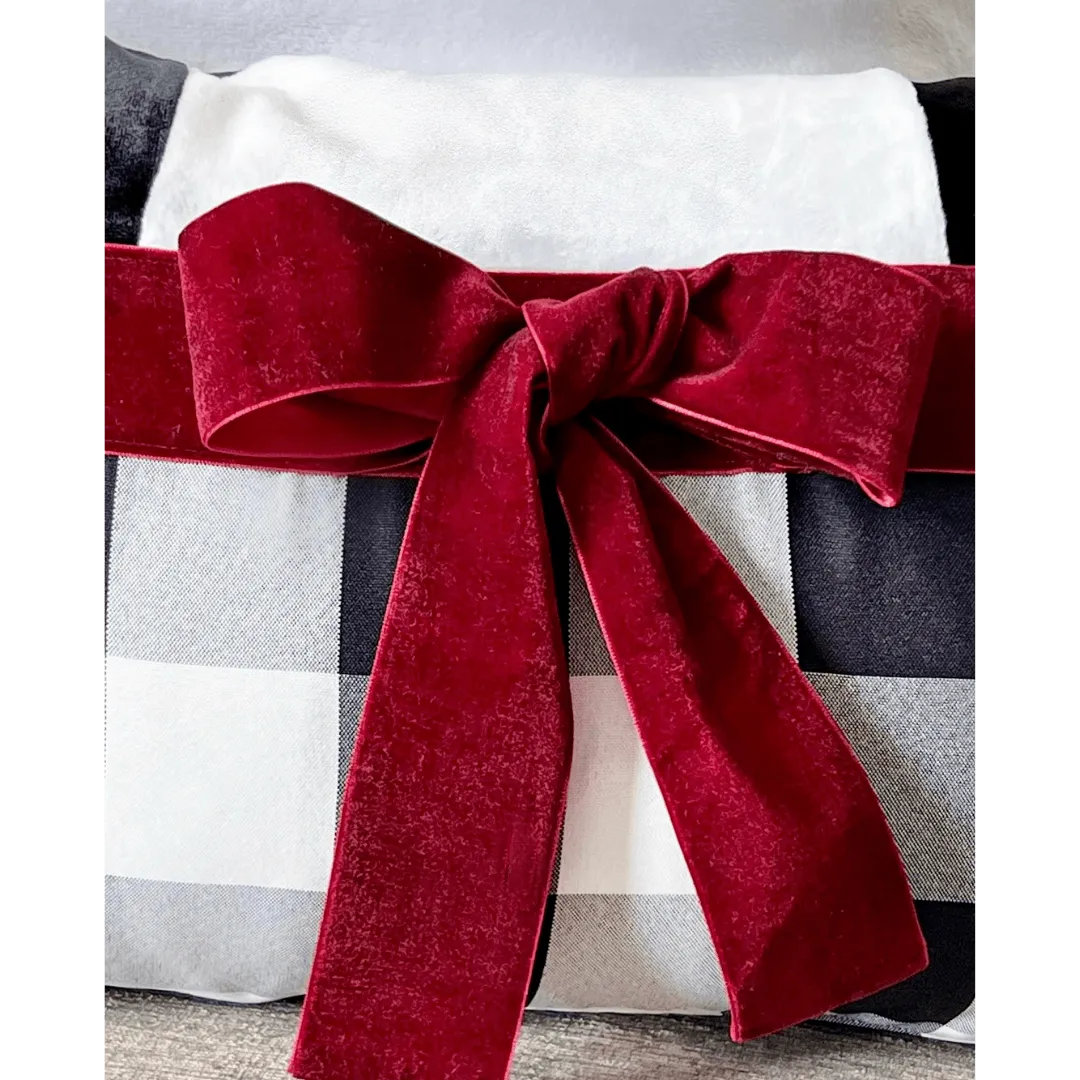 black and white Christmas pillow