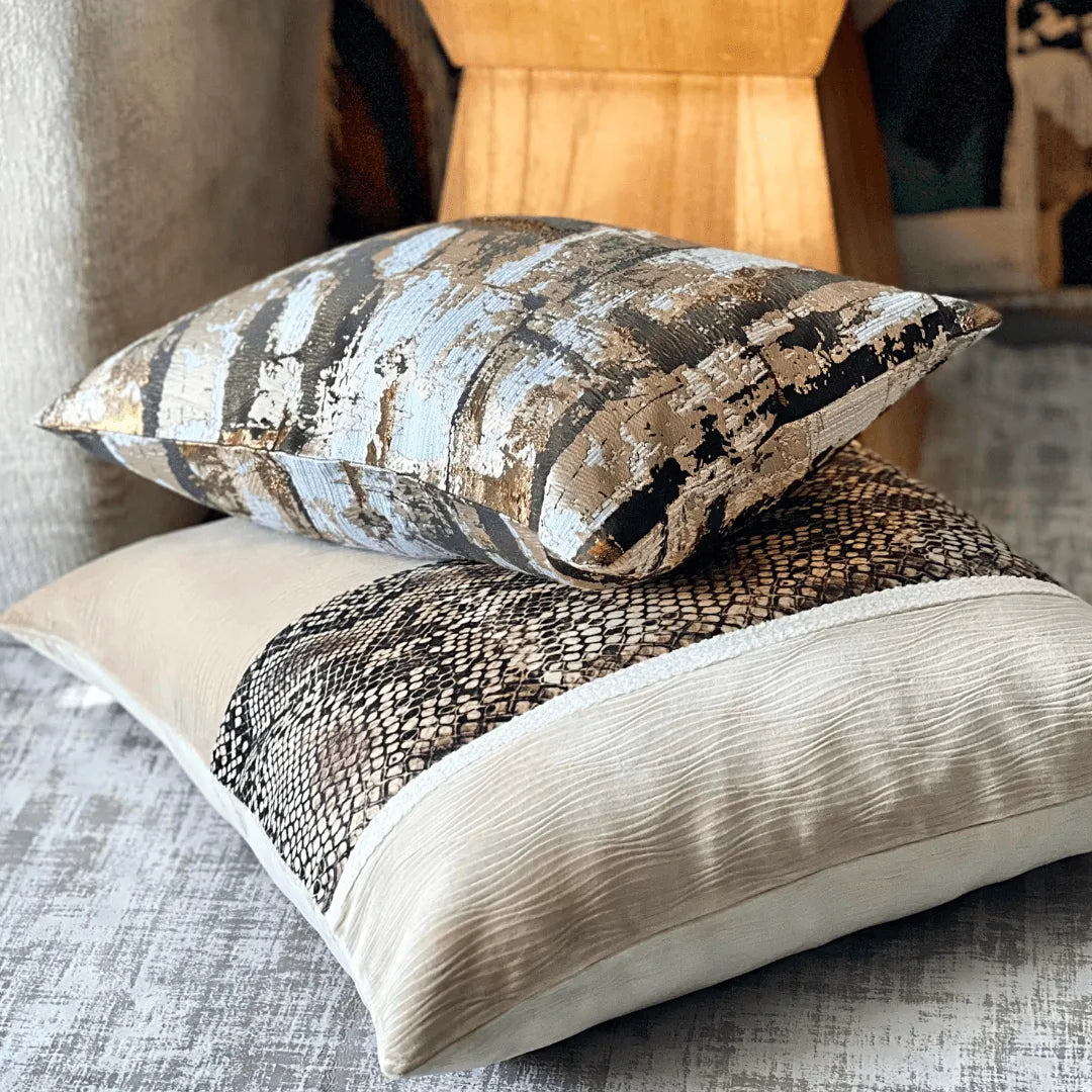 metallic brocade throw pillow