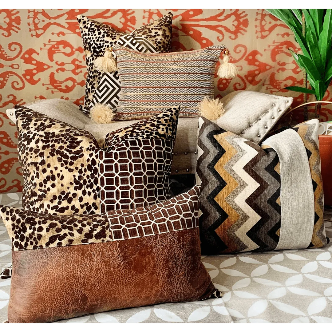 brown animal print pillow
