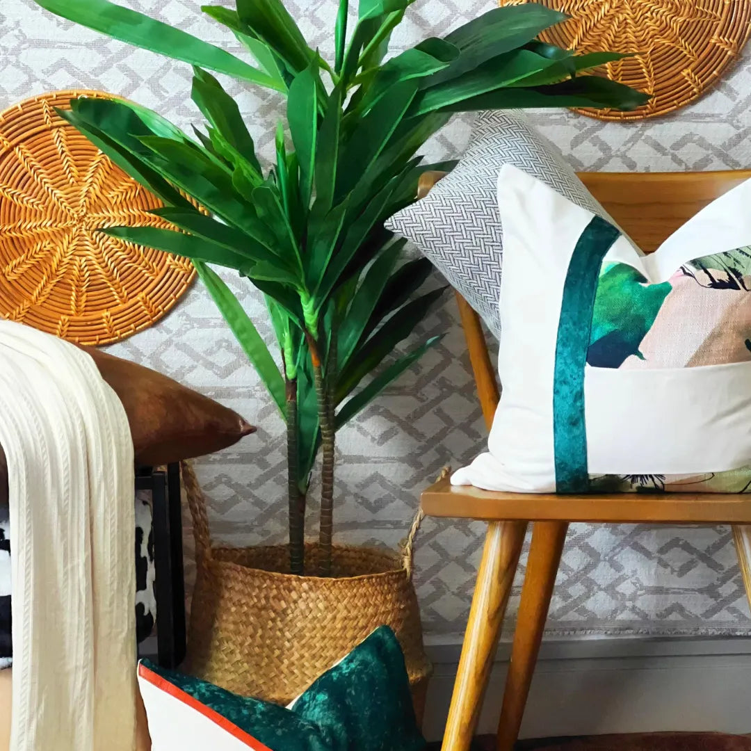 green floral decorative pillow