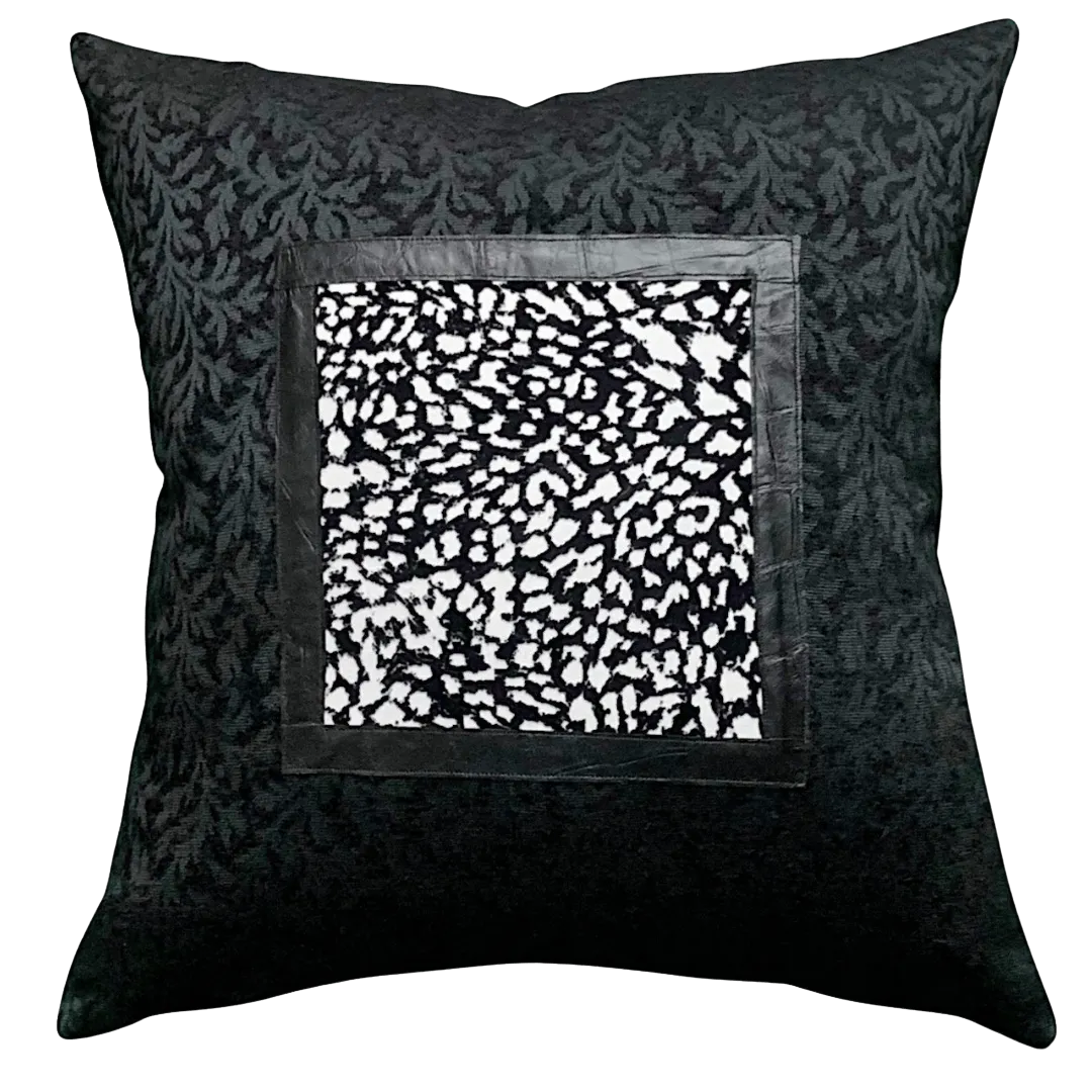 black and white velvet pillow