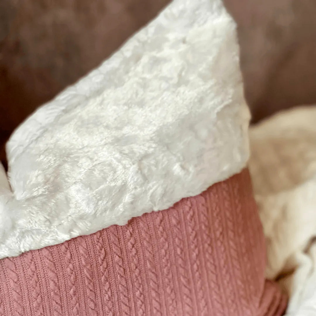 Pink and White lumbar pillow