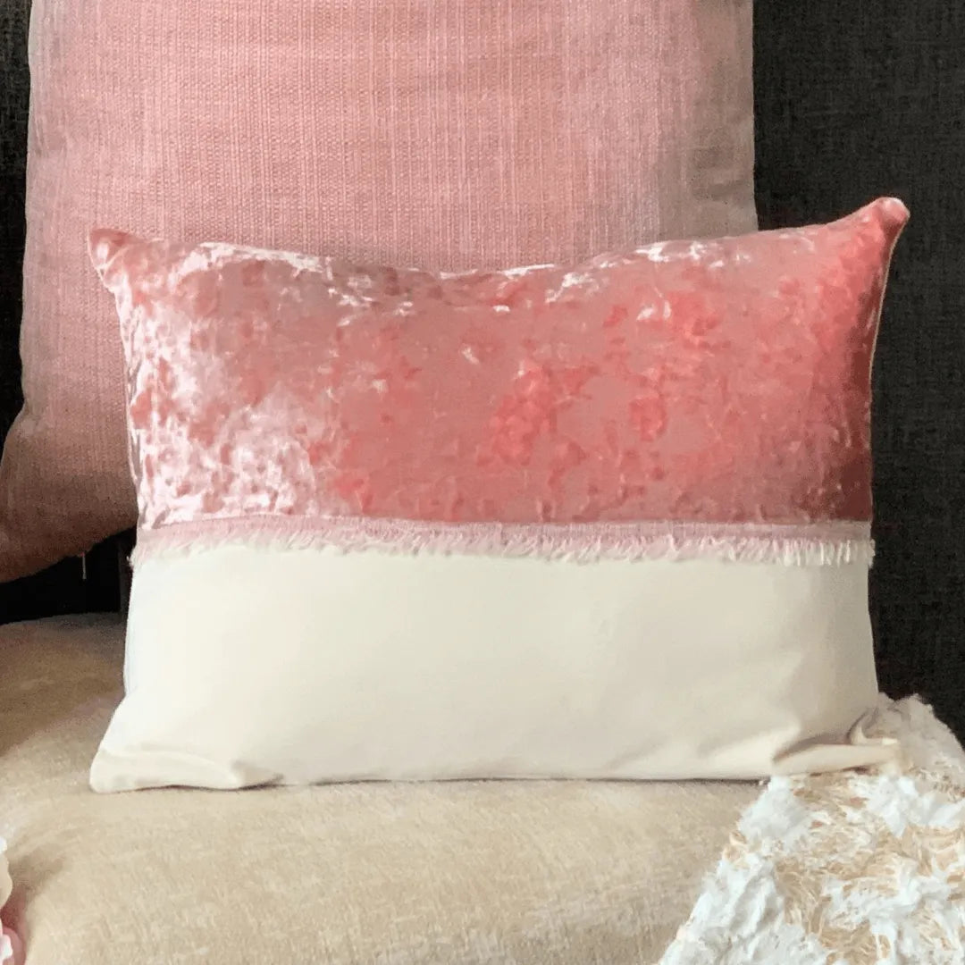 rose pink velvet pillow