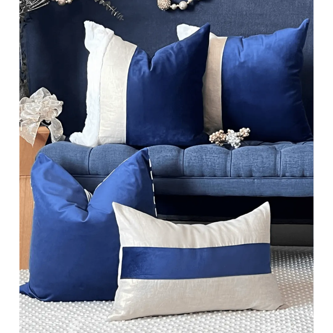 Blue and gold Holiday decorative pillow