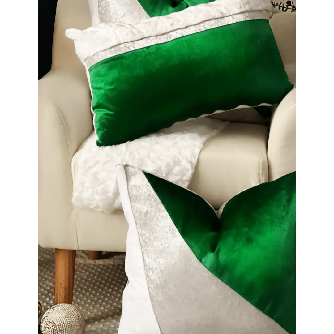 white and green Christmas pillow