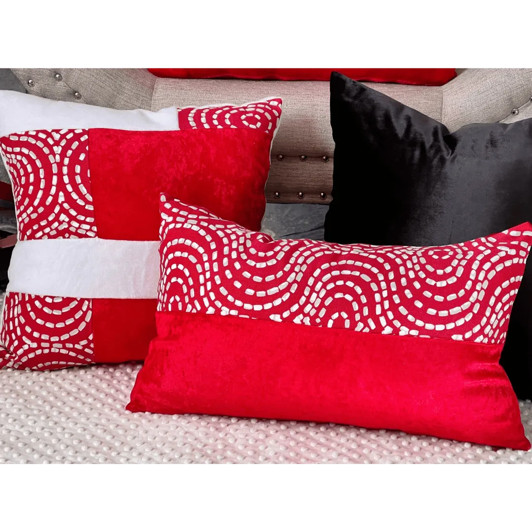 red and white Christmas pillow