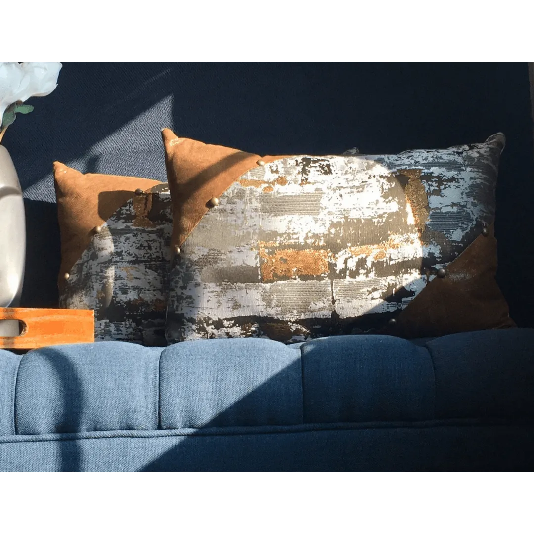 Studded Metallic lumbar pillow