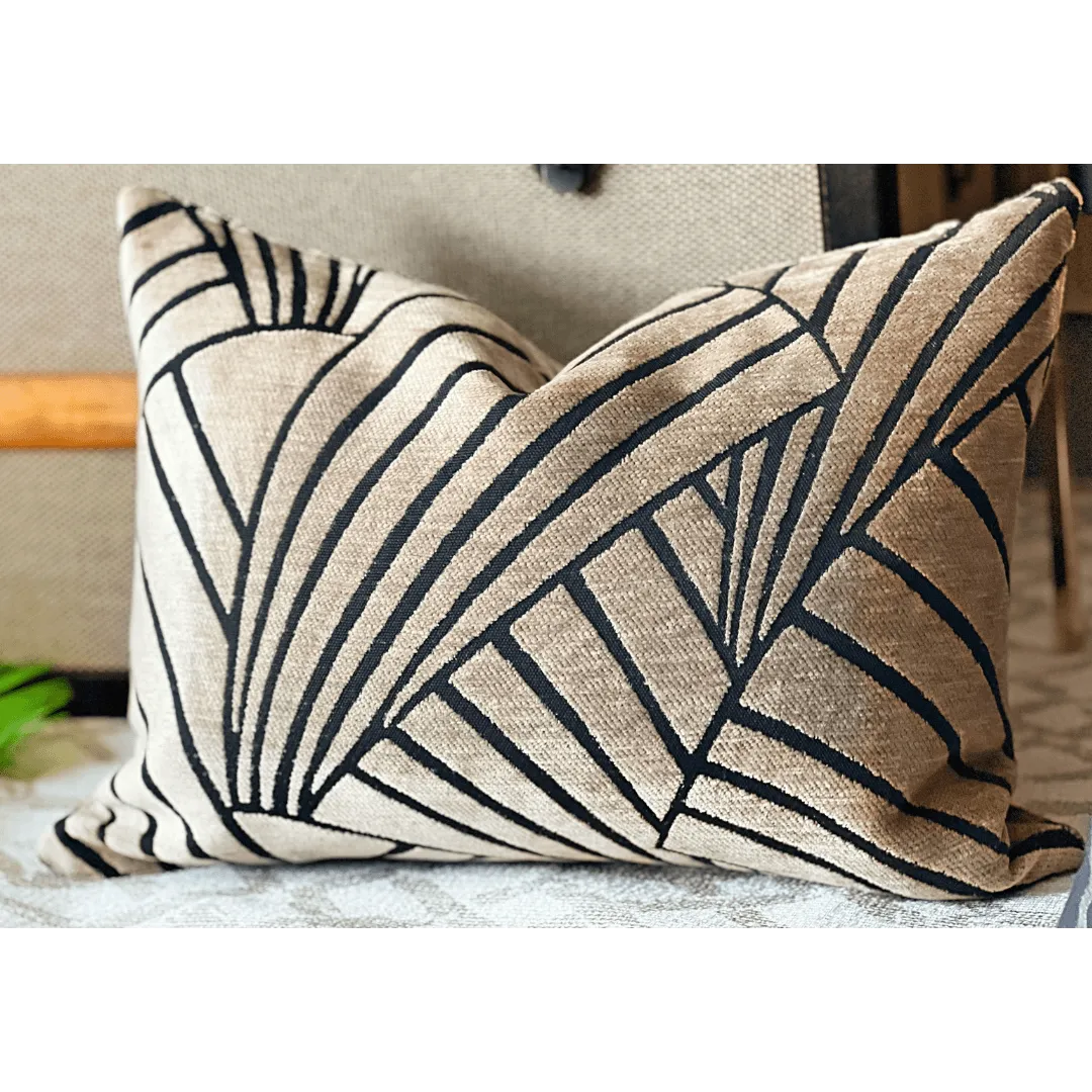 Tan and black Art Deco pillow