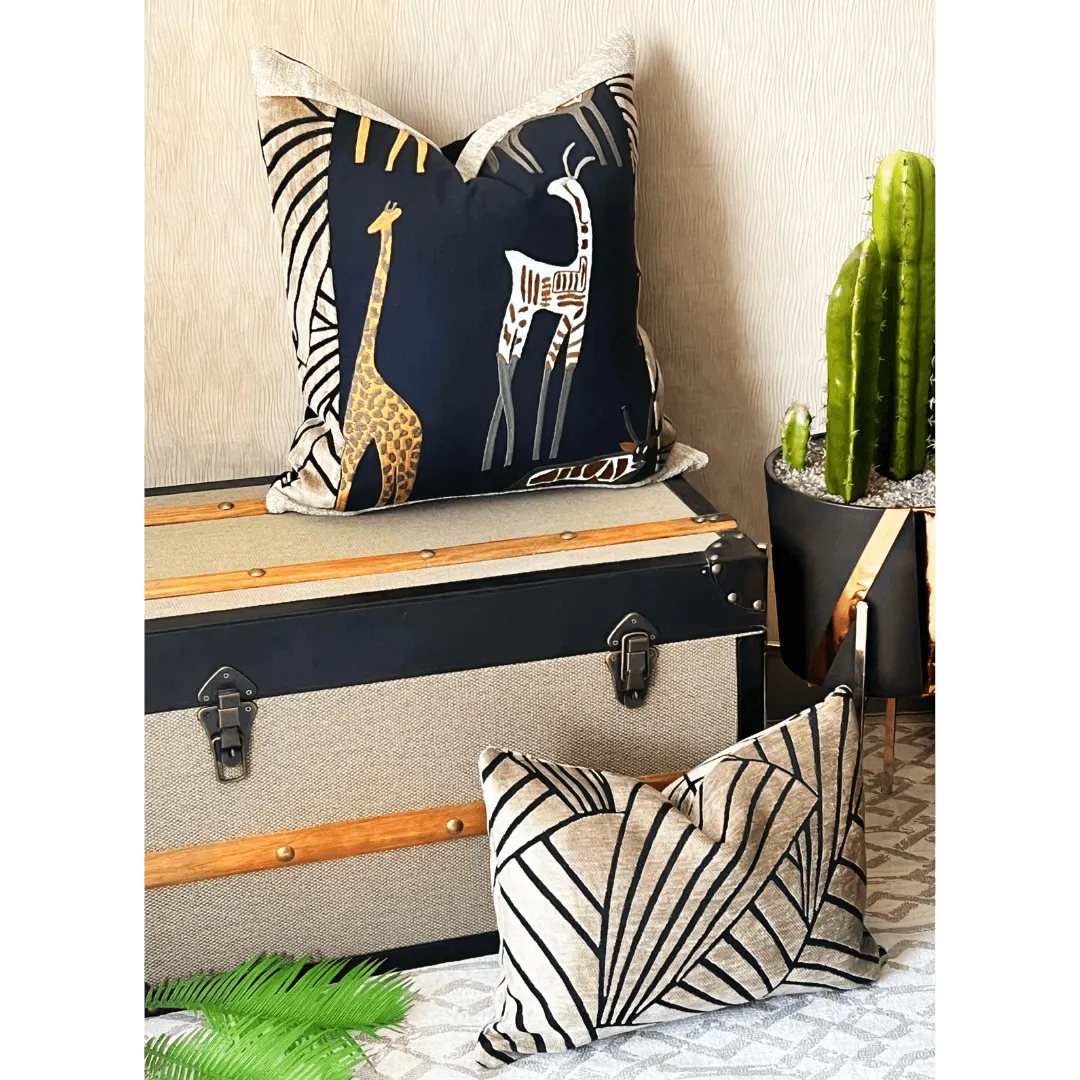 Tan and black Art Deco pillow