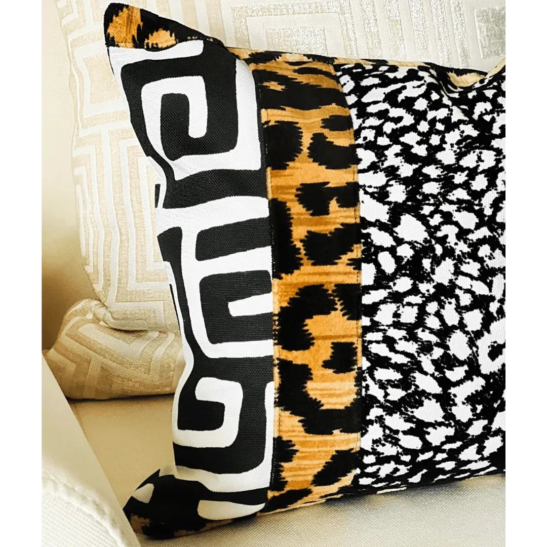 Black and white animal print pillow