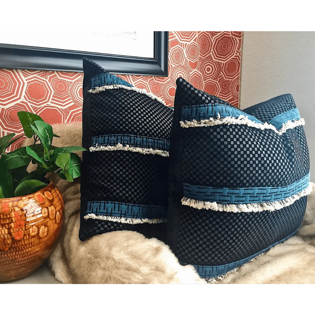 black suede throw pillow