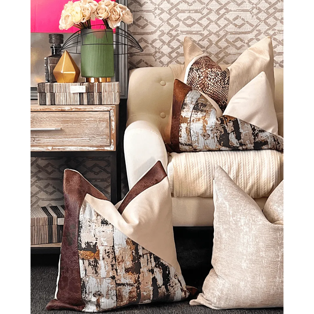 Brown metallic decorative pillow