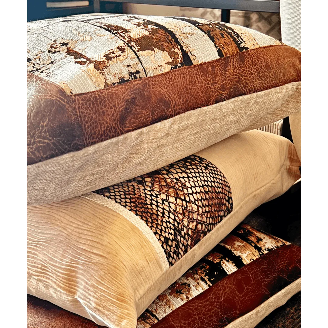 Brown metallic decorative pillow