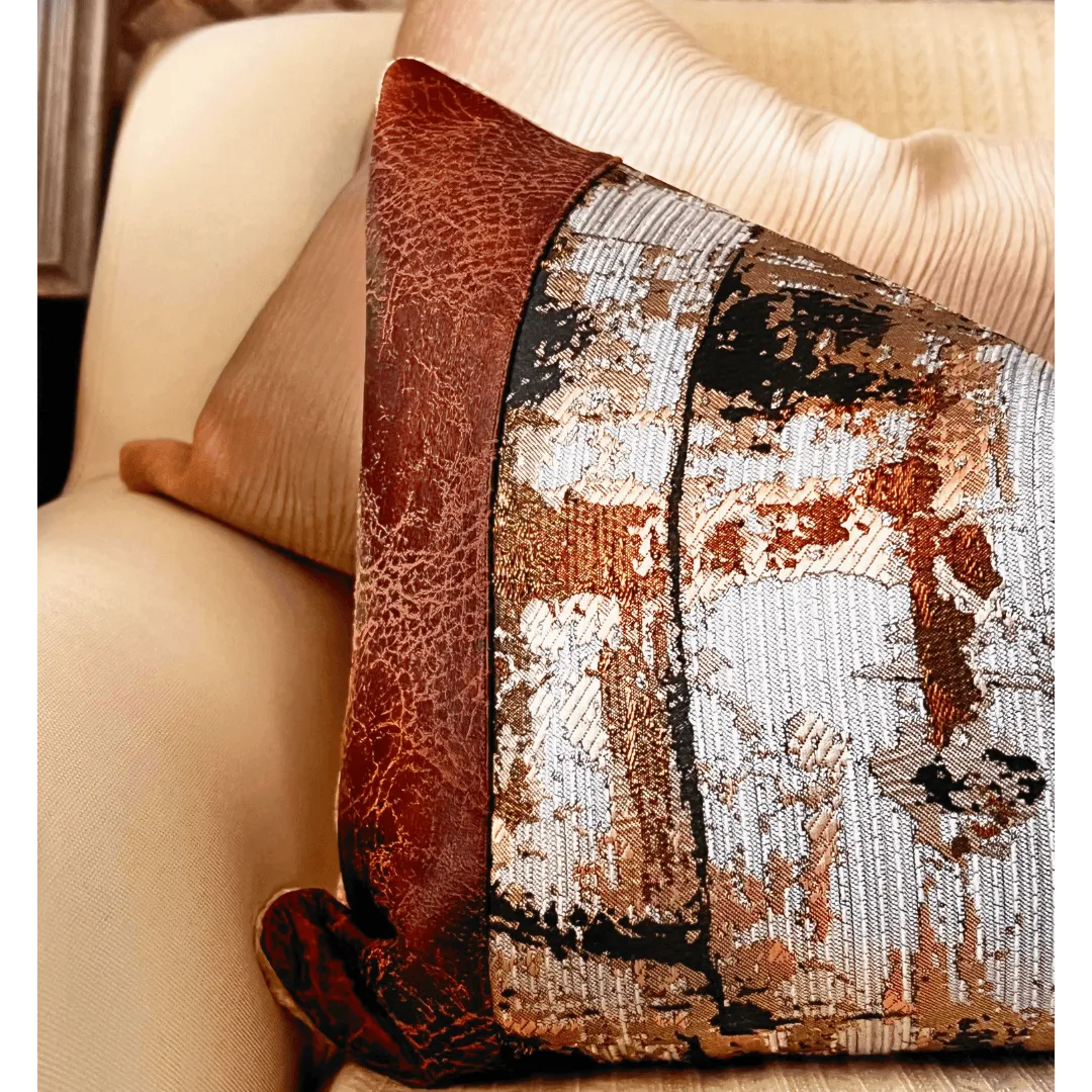Brown metallic decorative pillow