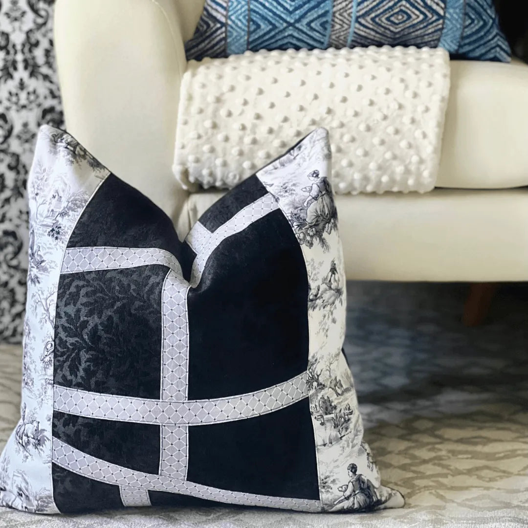black and white Toile pillow