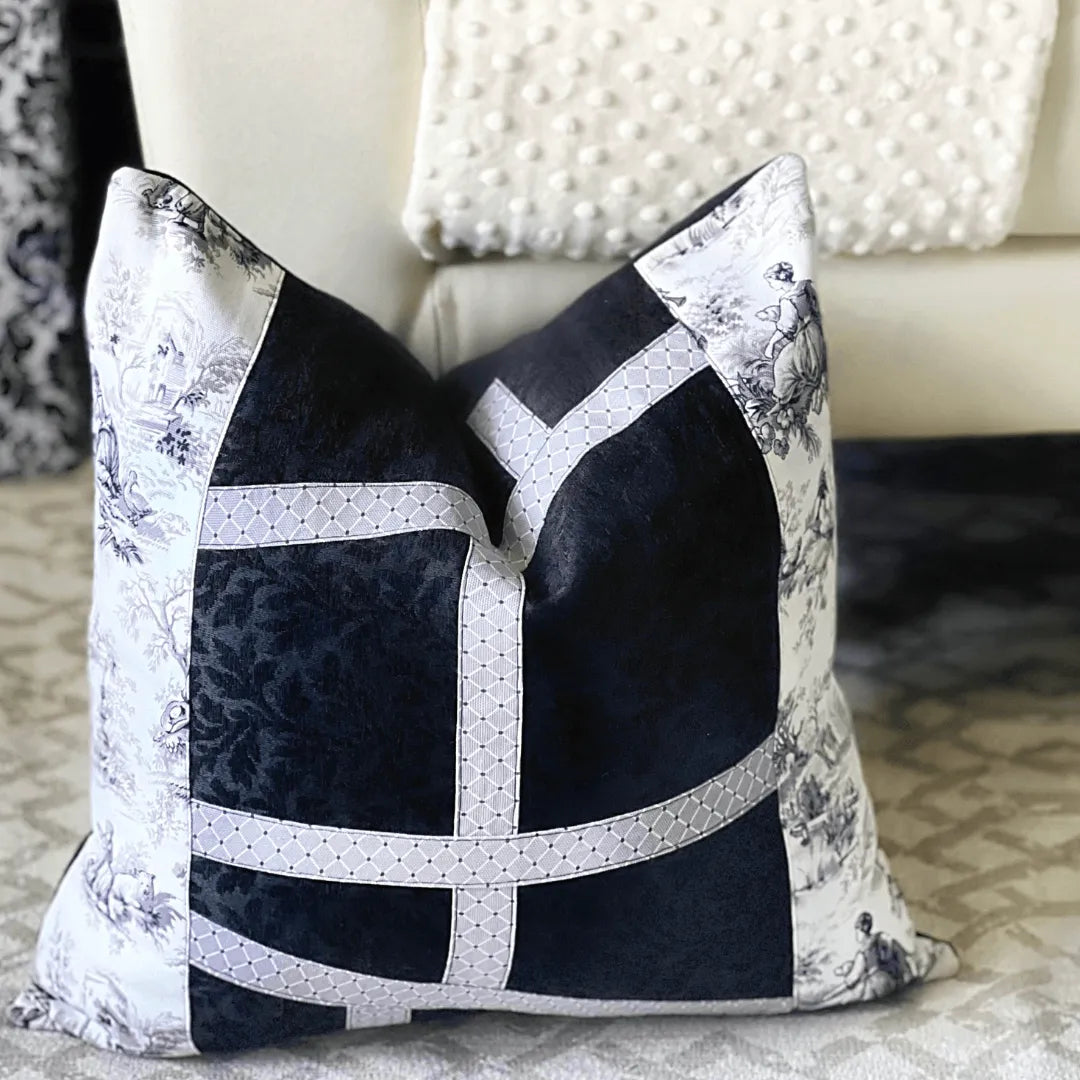 black and white Toile pillow