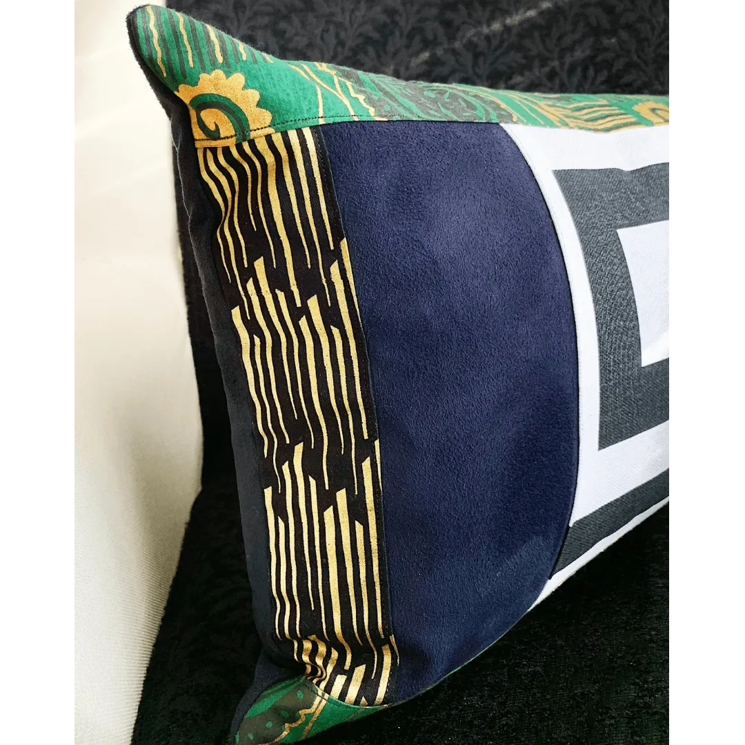 black gold and green ethnic pillow