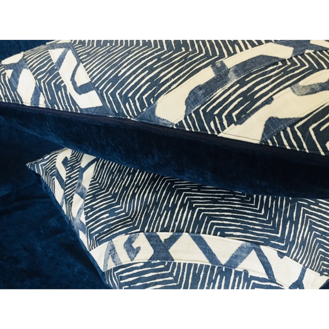 White and Blue Stripe pillow